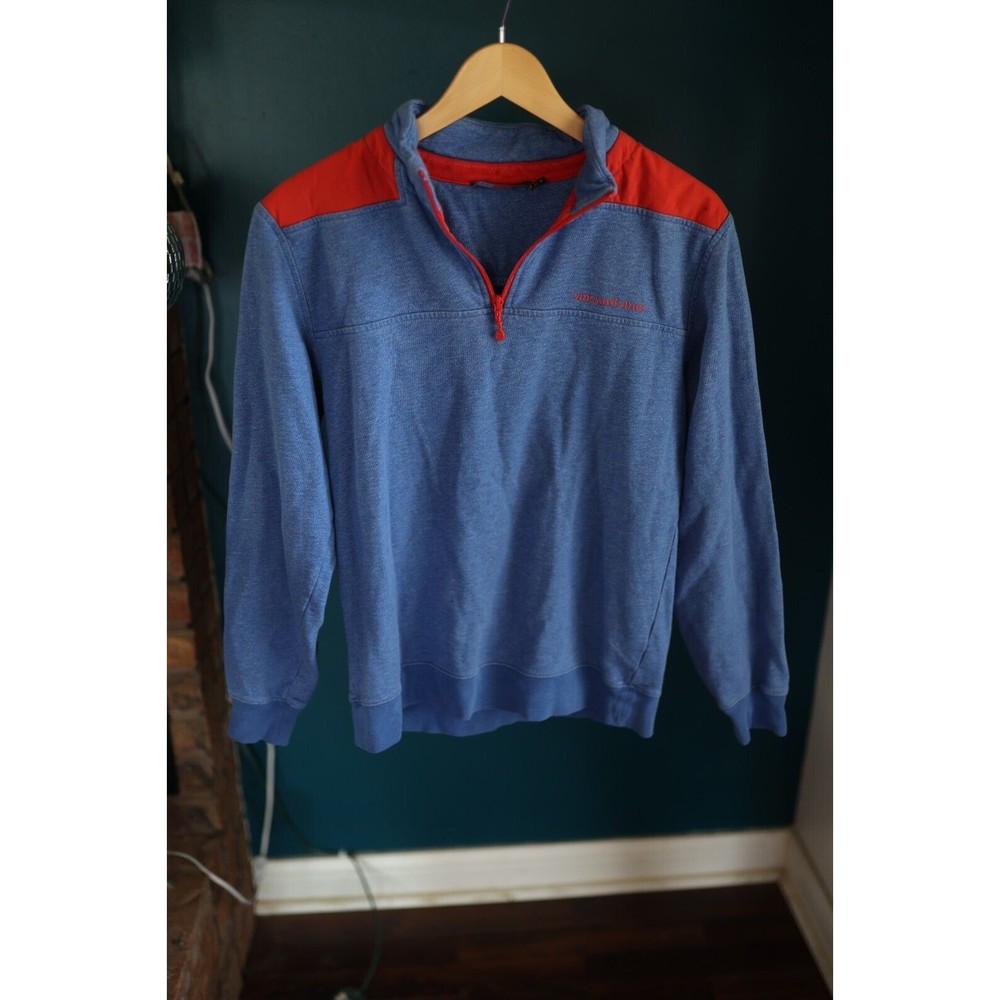 Vineyard Vines Women's Size Small Sweatshirt Quarter Zip Blue Red Trim